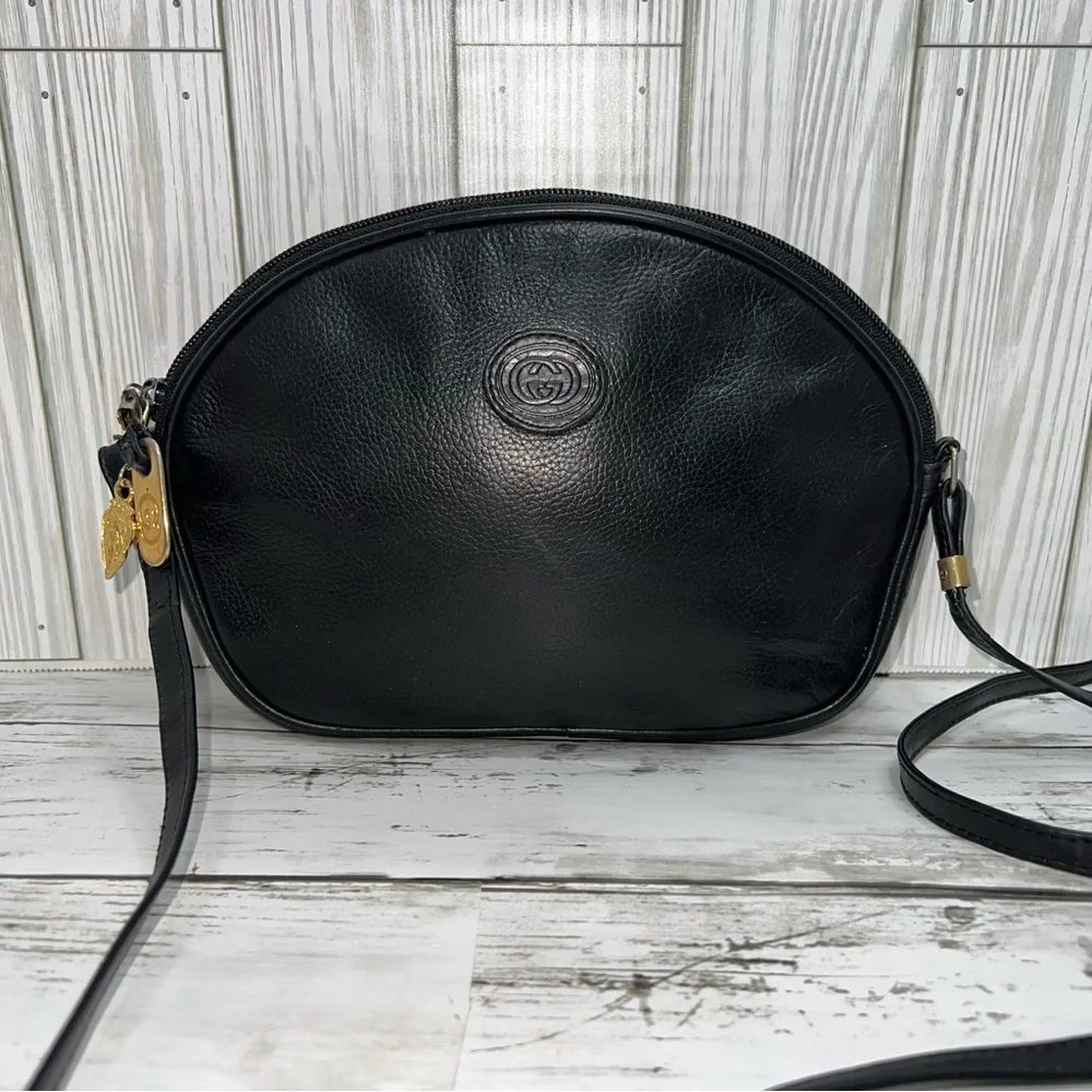 Gucci Vintage Black Leather  Crossbody Bag Gold Hardware - Picture 3 of 14
